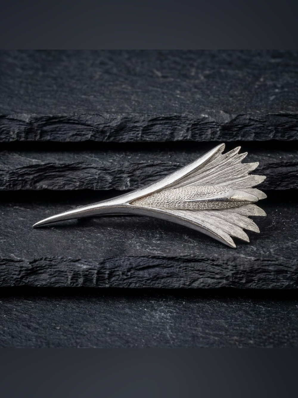 Vintage 40s Coro Retro Abstract Calla Lily Flower Pin Silver Tone Brooch